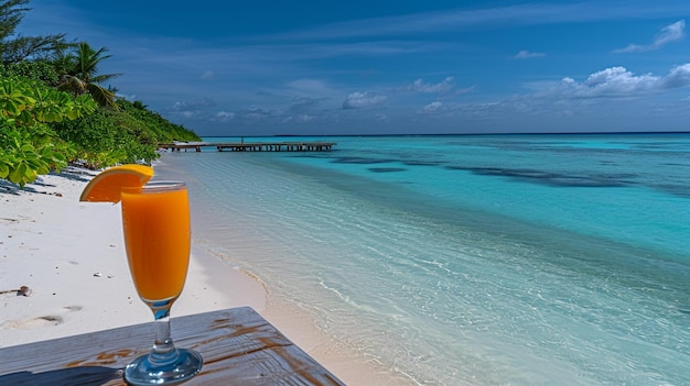 cocktail on the beach HD 8K wallpaper Stock