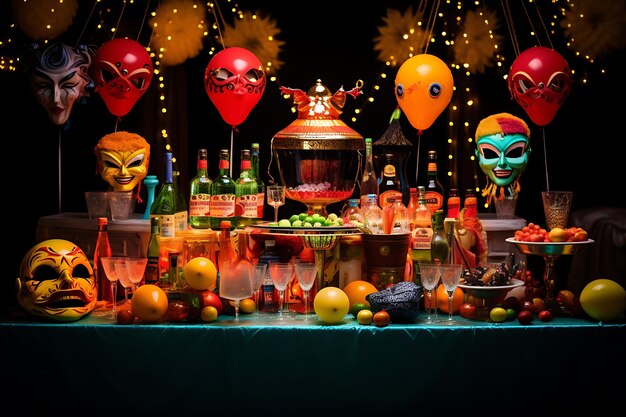 Foto foto di una festa di cocktail di carnevale