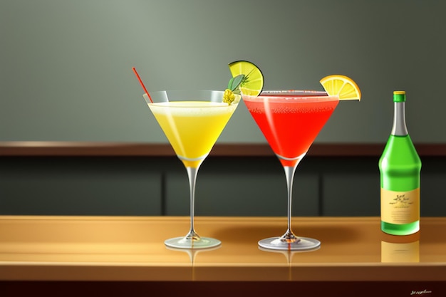 Cocktail colorful drink visual perception beautiful romantic wallpaper background illustration