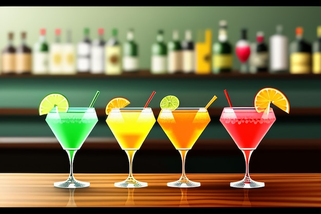 Cocktail colorful drink visual perception beautiful romantic wallpaper background illustration