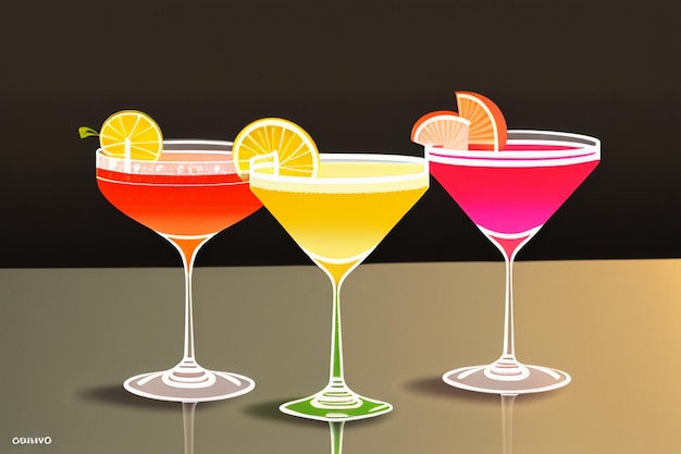 Cocktail colorful drink visual perception beautiful romantic wallpaper background illustration