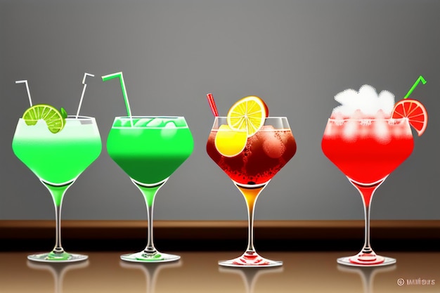 Cocktail colorful drink visual perception beautiful romantic wallpaper background illustration