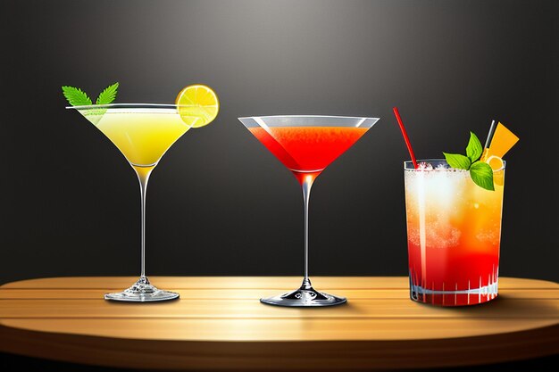 Cocktail colorful drink visual perception beautiful romantic wallpaper background illustration