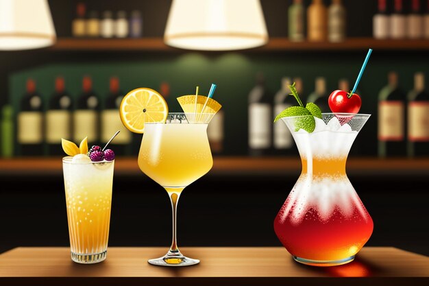 Cocktail colorful drink visual perception beautiful romantic wallpaper background illustration