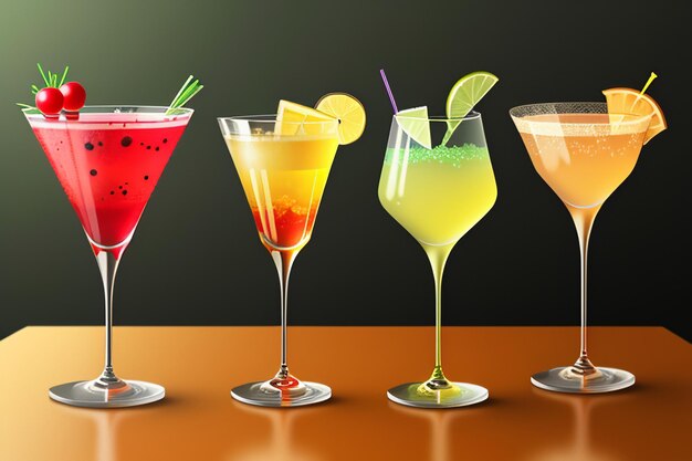 Cocktail colorful drink visual perception beautiful romantic wallpaper background illustration