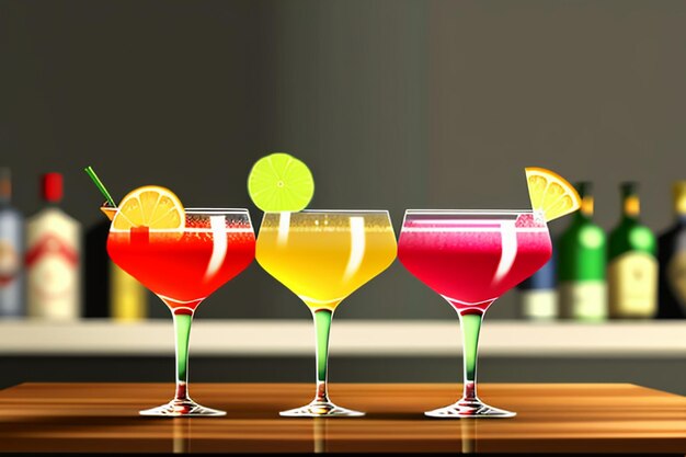 Cocktail colorful drink visual perception beautiful romantic wallpaper background illustration