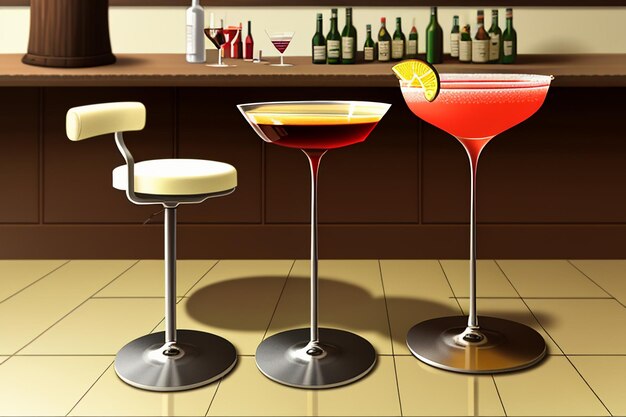 Cocktail colorful drink visual perception beautiful romantic wallpaper background illustration