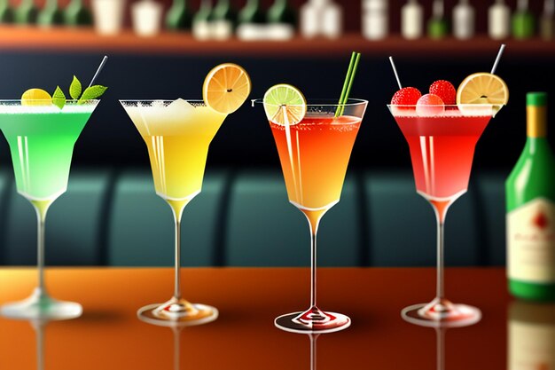 Cocktail colorful drink visual perception beautiful romantic wallpaper background illustration