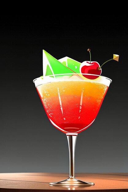 Cocktail drinks simple background creative design elements illustration cartoon animation style