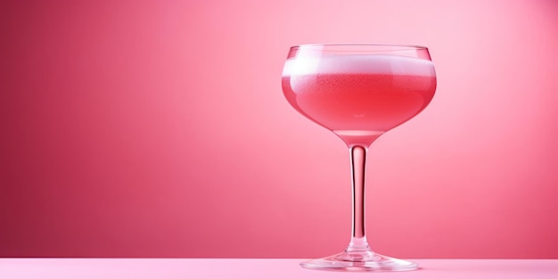 Photo cocktail glass on pink background closeup elegant alcoholic drink party beverage copy space