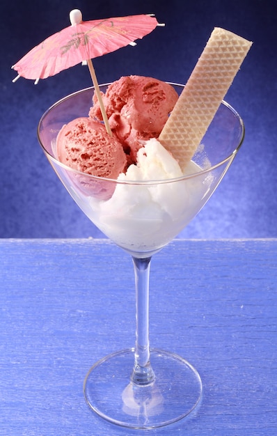 cocktail glass with ice cream