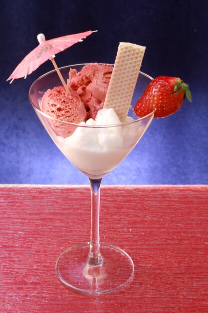 cocktail glass with ice cream