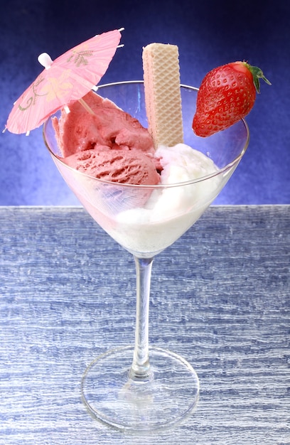 cocktail glass with ice cream