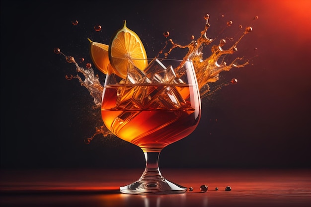 Cocktail in een glas op een vaste achtergrond ai generatief