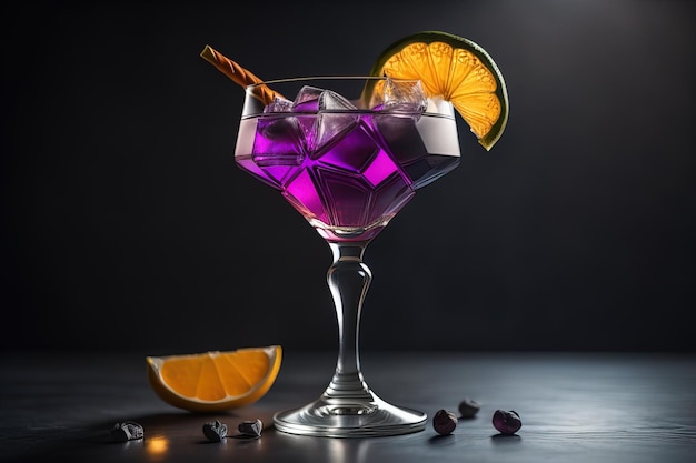 Cocktail in een glas op een vaste achtergrond
