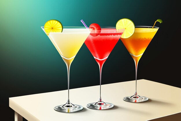 Cocktail kleurrijke drank visuele perceptie mooie romantische wallpaper achtergrond illustratie