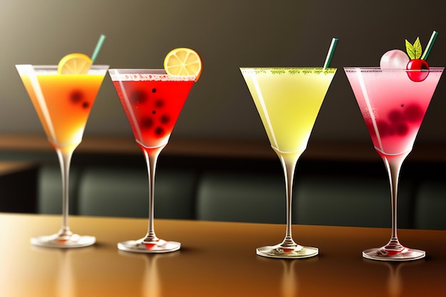 Cocktail kleurrijke drank visuele perceptie mooie romantische wallpaper achtergrond illustratie