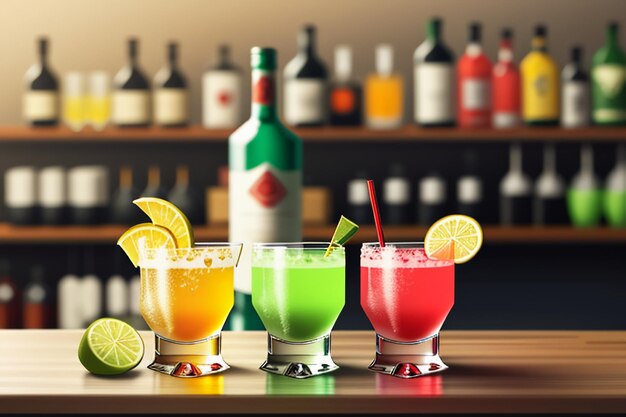 Cocktail kleurrijke drank visuele perceptie mooie romantische wallpaper achtergrond illustratie