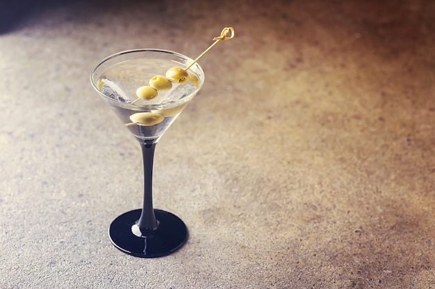 Cocktail martini with olives