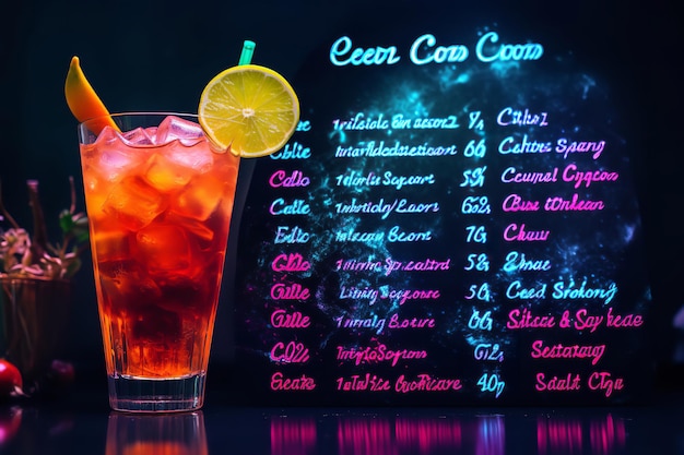 Photo cocktail menu board with artistic fonts