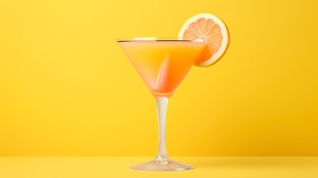 Cocktail met citroen op oranje achtergrond