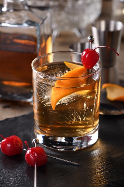 Photo cocktail old fashioned