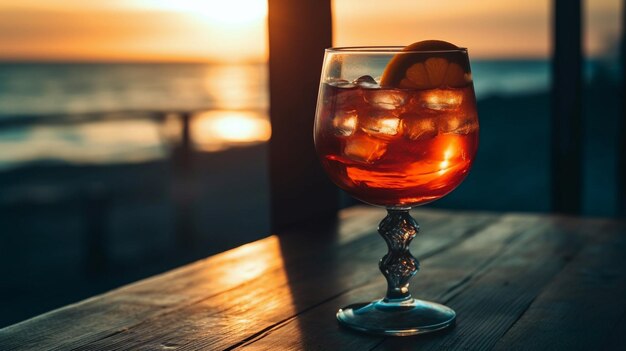 Cocktail op een strand zee generatieve AI