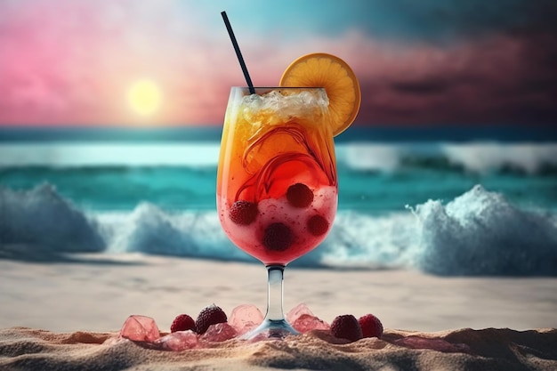 Cocktail op tafel bij de oceaan