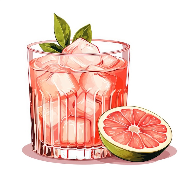 Cocktail Paloma Vibrant Vector Art on a Clean White Background