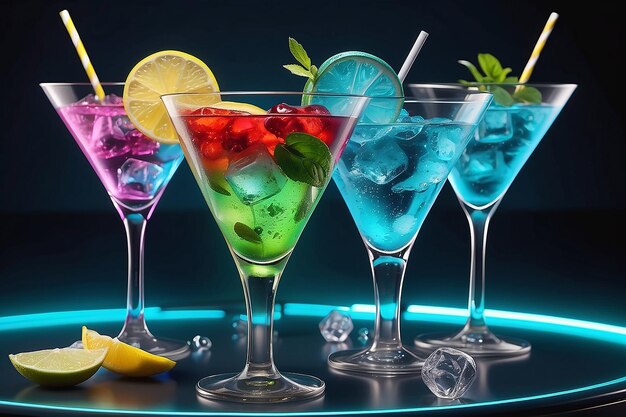 Cocktail refreshment in neofuturistic style