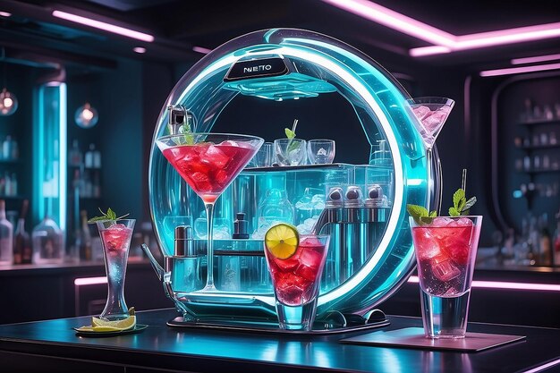 Cocktail refreshment in neofuturistic style