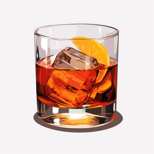 미니멀리스트 흰색 배경에 칵테일 Sazerac 독특한 벡터 아트