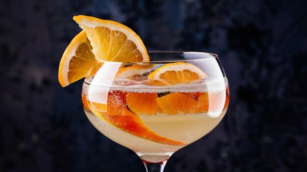 Cocktail topped with orange slice