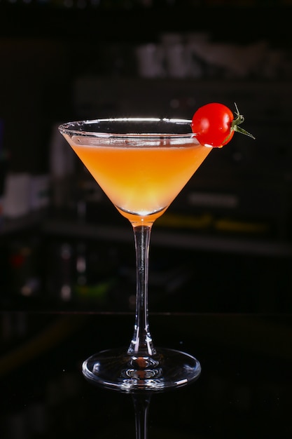 Cocktail with cherry tomato