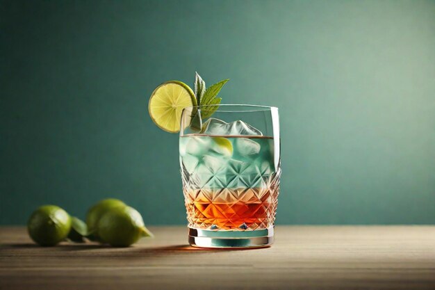 cocktail with lime HD 8K wallpaper Stock Photographic Image