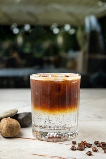 cocktail with mineral water coffee and ice