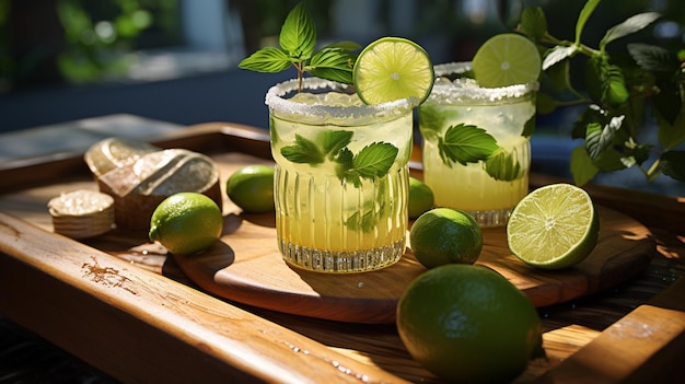 Cocktail with mint and limegenerative ai