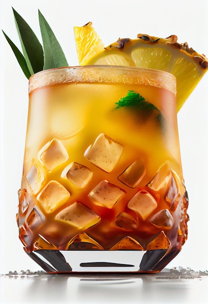 A cocktail with pineapples and pineapples on it