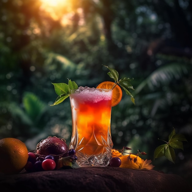 Cocktail with tropical fruits
