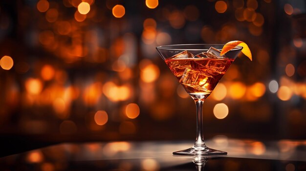Cocktailglas in trendy bar Banner met plaats voor tekst