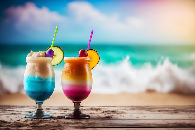 Cocktails aan zee Zomerstrandstemming Neuraal netwerk AI gegenereerd