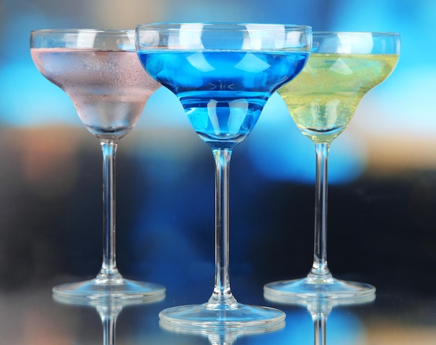 Cocktails on bright background