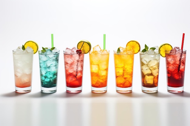 Cocktails isolated on a white backdrop