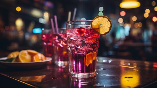 Cocktails op de bar drinken op het barmenu voor kerstfeesten, nieuwjaarsvieringen