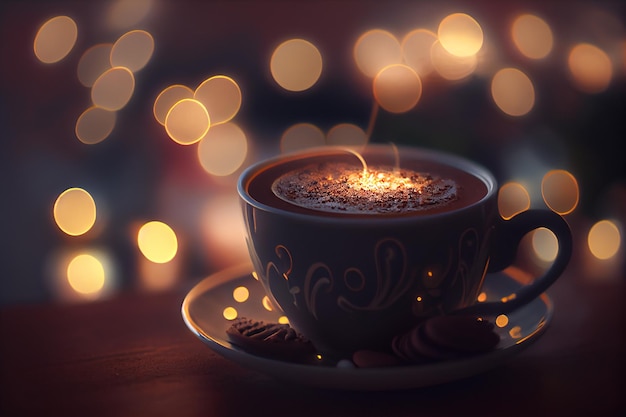 Cocoa Drink with Beautiful Cupgenerative ai