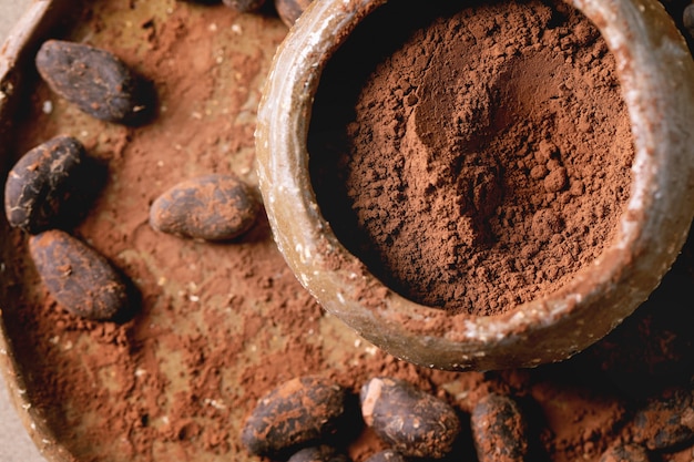 Foto cacao in polvere in una ciotola