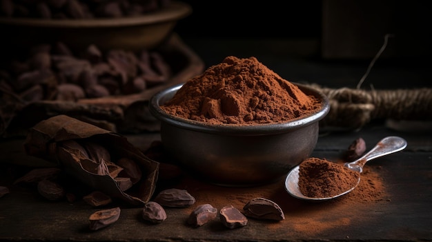 Какао-порошок или шоколадный порошок Всемирный день шоколада 7 июля Генеративный ИИ
