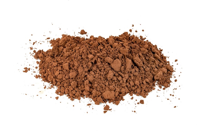 Cocoa powder isolated on white background