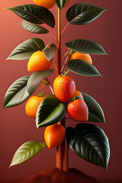 Cocoa tree with ripe fruits closeup