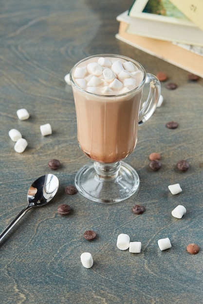 Cocoa with marshmallows on the table